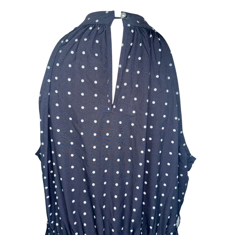 NEW Halara Halter Keyhole Back Polka Dot Flowy Tiered Midi Dress Black Size XL - Picture 7 of 15
